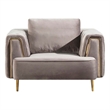 Luxi 54 Inch Accent Chair- Classic Button Tufted Gray Velvet Upholstery