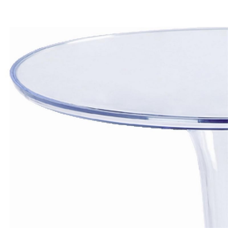20 Inch Modern Side Accent Table- Clear Round Tabletop and Tapered Base