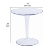 20 Inch Modern Side Accent Table- Clear Round Tabletop and Tapered Base