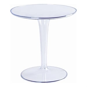 20 Inch Modern Side Accent Table- Clear Round Tabletop and Tapered Base
