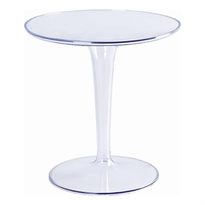 20 Inch Modern Side Accent Table- Clear Round Tabletop and Tapered Base