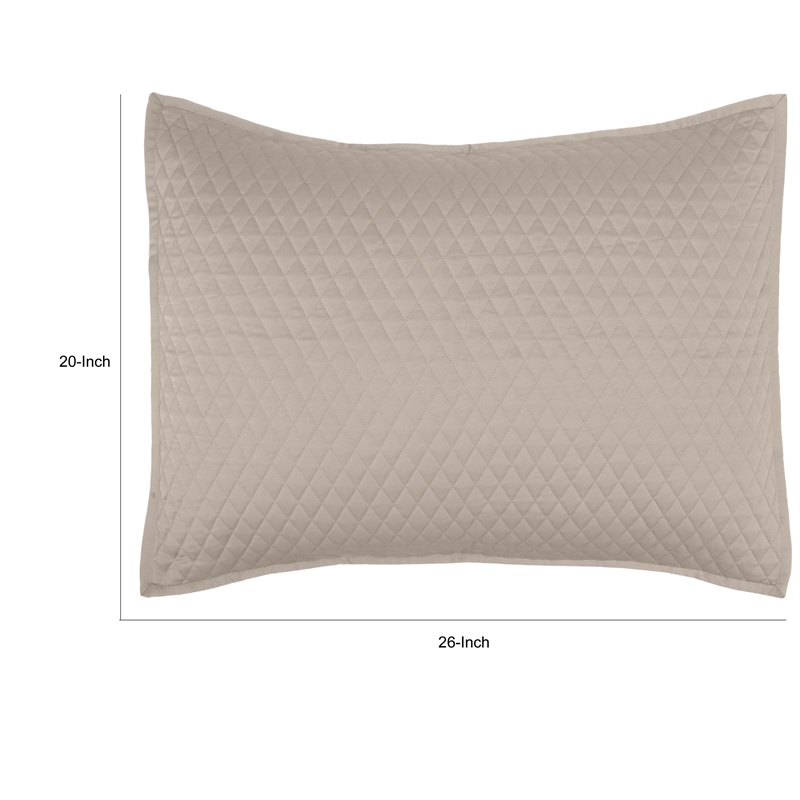 Kahn 26 Inch Hand Stitched Standard Pillow Sham- Cotton Fill- Matte Brown