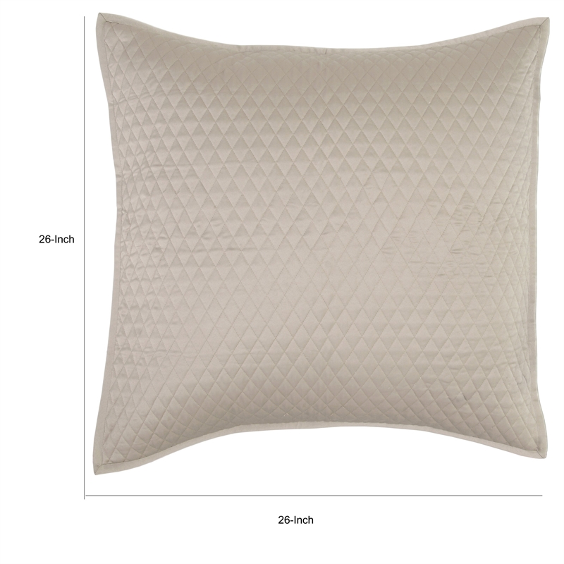 Kahn 26 Inch Hand Stitched Soft Sateen Euro Pillow Sham- Cotton Fill Brown