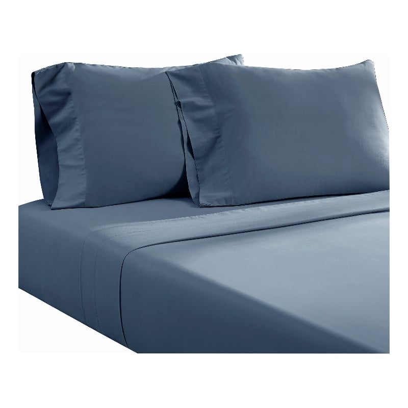 Ivy 4 Piece King Size Cotton Ultra Soft Bed Sheet Set- Prewashed- Dark Blue
