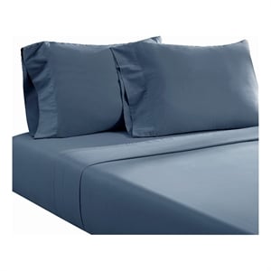 Ivy 4 Piece King Size Cotton Ultra Soft Bed Sheet Set- Prewashed- Dark Blue