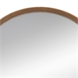 Roe 32 Inch Wall Mounted Round Mirror- Modern Brown Pine Wood Frame