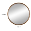 Roe 32 Inch Wall Mounted Round Mirror- Modern Brown Pine Wood Frame