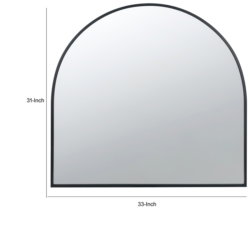 Cod 33 Inch Modern Wall Mirror- Simplistic Arched Black Metal Frame