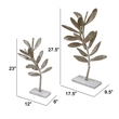28- 23 Inch Set of 2 Metal Statuettess- Decorative Accent Olive Tree- White