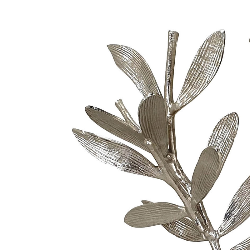 28- 23 Inch Set of 2 Metal Statuettess- Decorative Accent Olive Tree- White