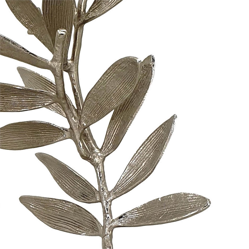 28- 23 Inch Set of 2 Metal Statuettess- Decorative Accent Olive Tree- White