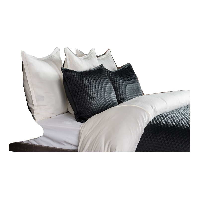 Kahn Hand Stitched Soft Sateen Queen Quilt with Cotton Fill- Matte Black