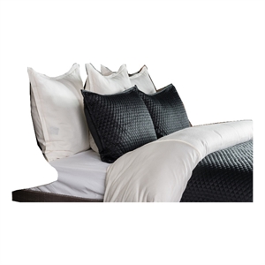 Kahn Hand Stitched Soft Sateen Queen Quilt with Cotton Fill- Matte Black