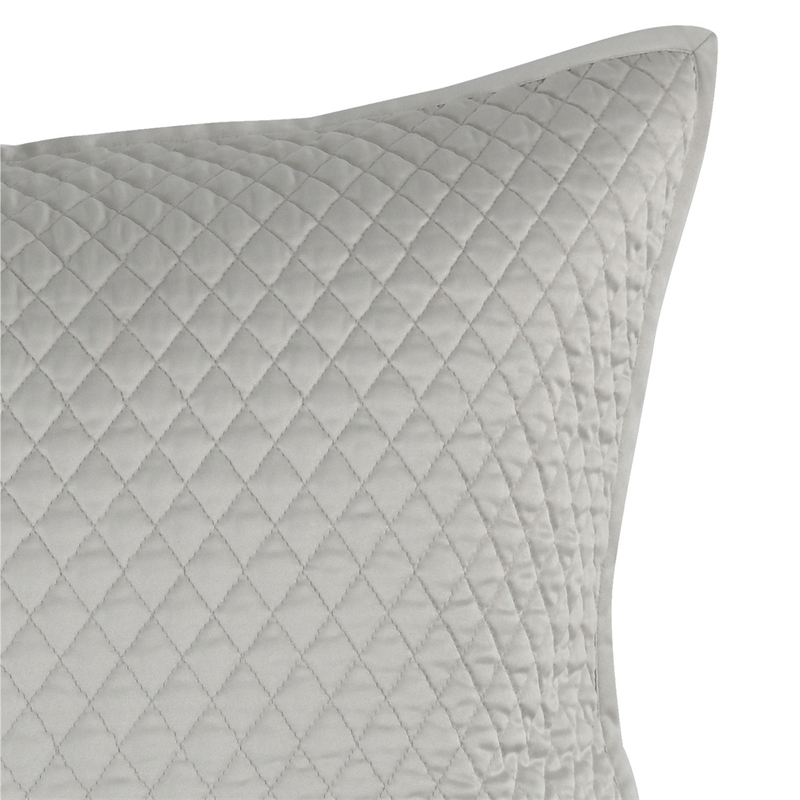 Kahn 26 Inch Hand Stitched Sateen Euro Pillow Sham- Cotton Fill- Silver