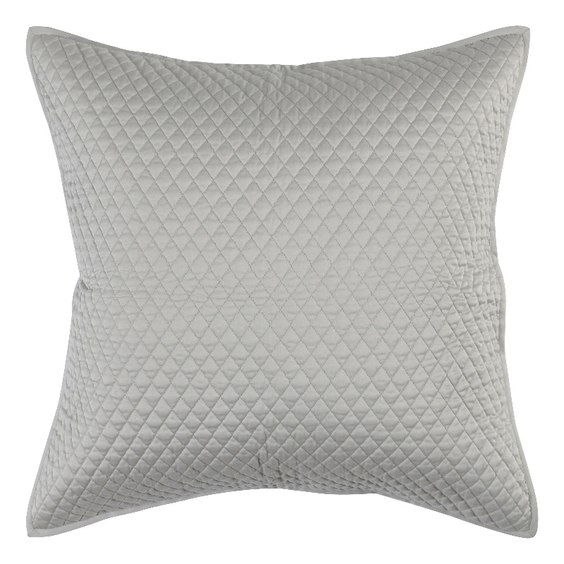 Kahn 26 Inch Hand Stitched Sateen Euro Pillow Sham- Cotton Fill- Silver