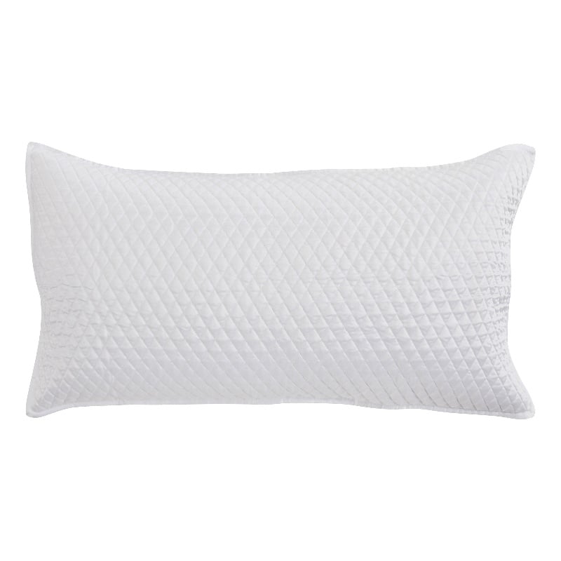 Kahn Hand Quilted Lumbar King Size Pillow Sham- Self Binding- Matte White