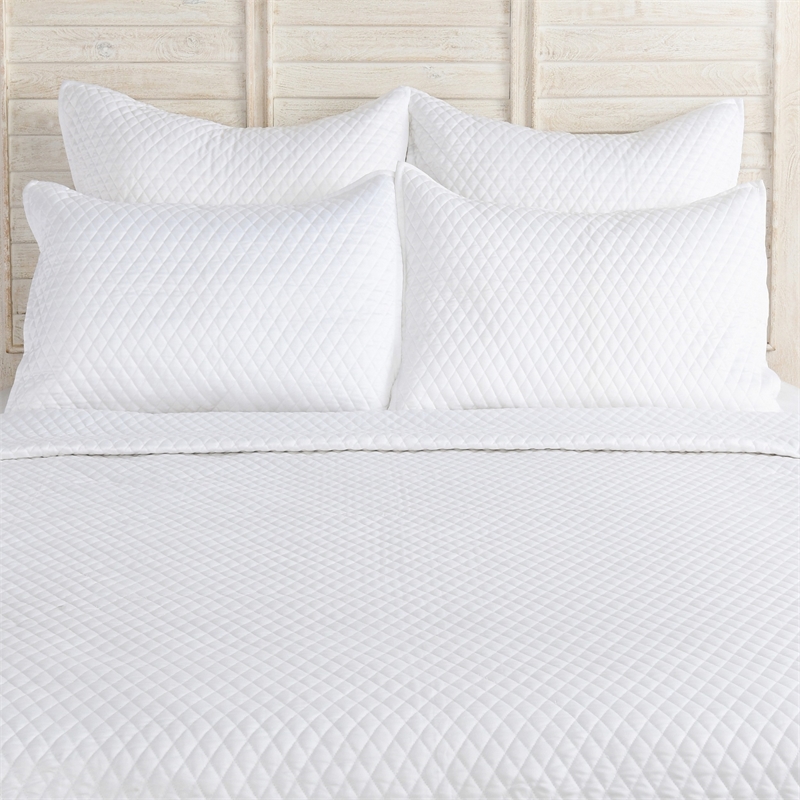 Kahn Hand Quilted Lumbar King Size Pillow Sham- Self Binding- Matte White