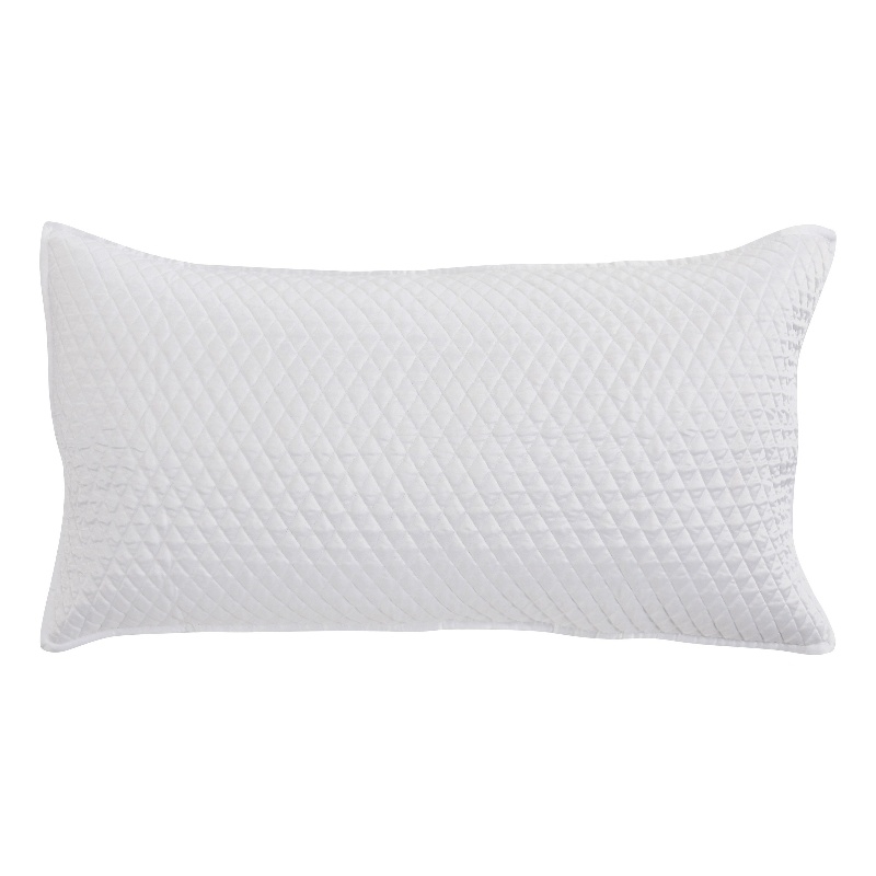 Kahn Hand Quilted Lumbar King Size Pillow Sham- Self Binding- Matte White