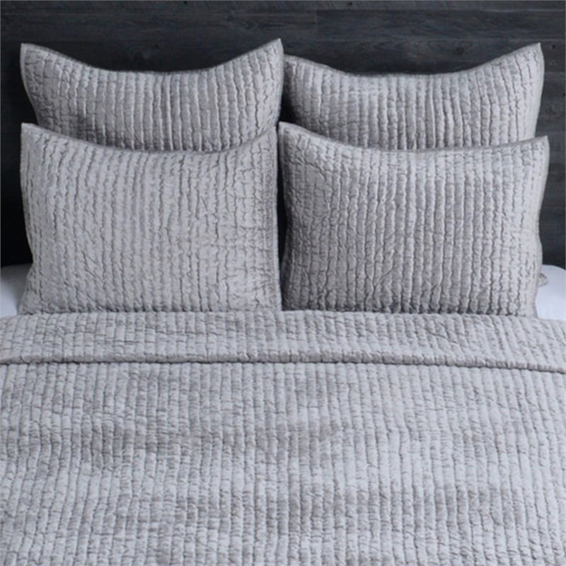 Lipa 96 x 108 Handmade King Size Quilt in Textured Design- Polyfill- Gray