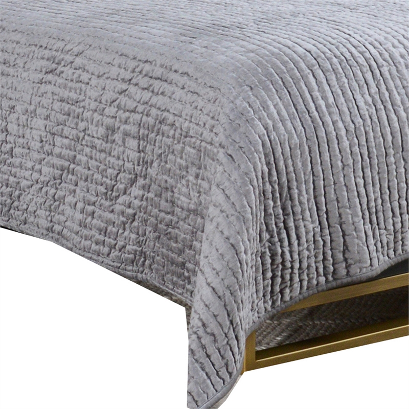 Lipa 96 x 108 Handmade King Size Quilt in Textured Design- Polyfill- Gray