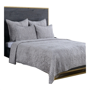 Lipa 96 x 108 Handmade King Size Quilt in Textured Design- Polyfill- Gray