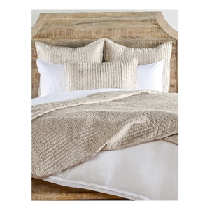 Lipa 96 x 108 Hand Stitched King Quilt with Polyfill and Velvet- Beige