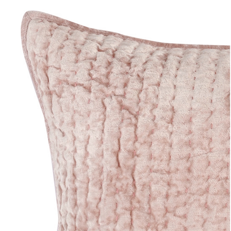 Lipa 26 Inch Square Handmade Euro Pillow Sham with Rayon Velvet- Bliss Pink