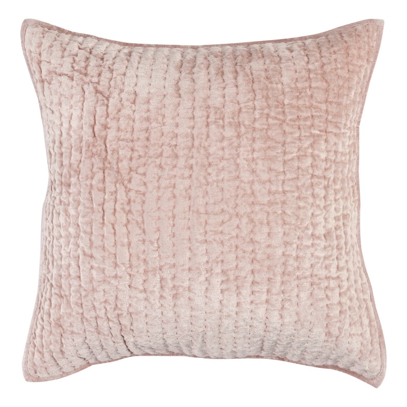 Lipa 26 Inch Square Handmade Euro Pillow Sham with Rayon Velvet- Bliss Pink