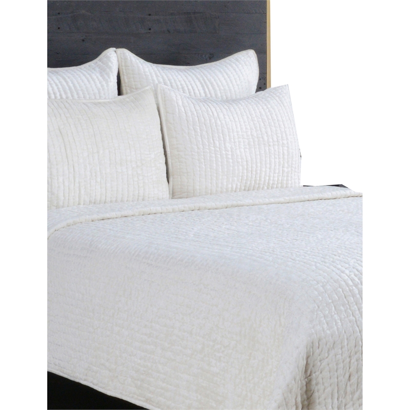 Lipa 26 Inch Square Classic Handmade Euro Pillow Sham- Rayon Velvet- Ivory