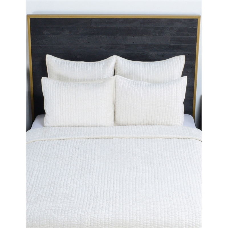 Lipa 26 Inch Square Classic Handmade Euro Pillow Sham- Rayon Velvet- Ivory