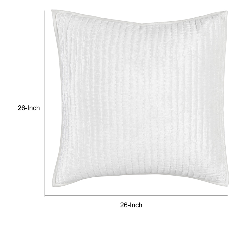 Lipa 26 Inch Square Classic Handmade Euro Pillow Sham- Rayon Velvet- Ivory