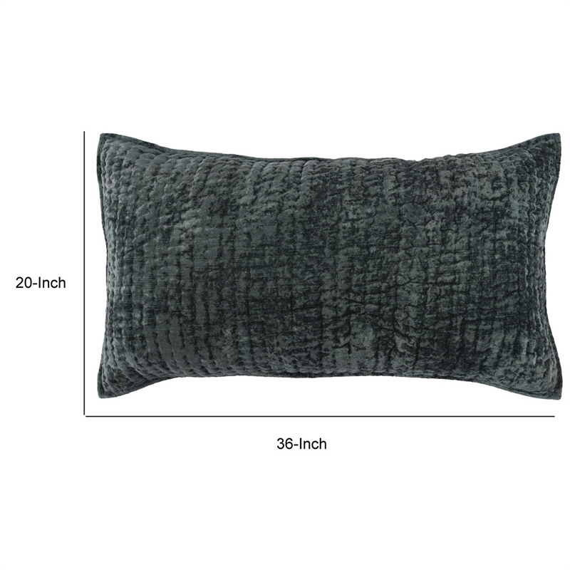 Lipa 20 x 36 Handmade Lumbar King Pillow Sham with Rayon Velvet- Bay Green