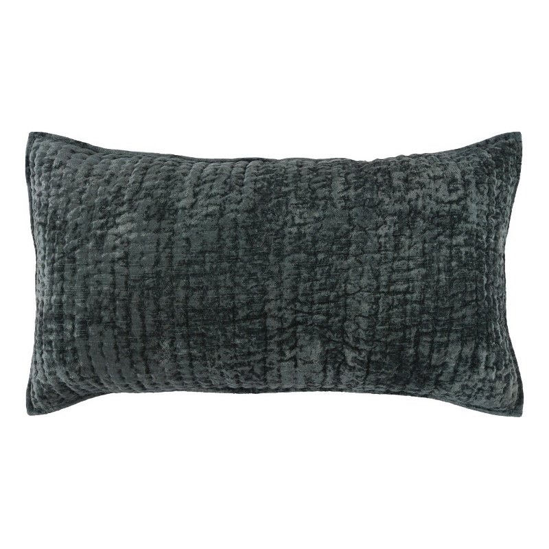 Lipa 20 x 36 Handmade Lumbar King Pillow Sham with Rayon Velvet- Bay Green