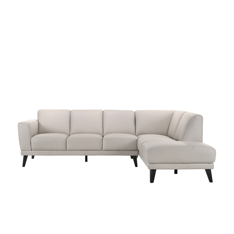 Fin 71 Inch Left Arm Facing Sofa- Mist Gray Finish- Genuine Italian Leather