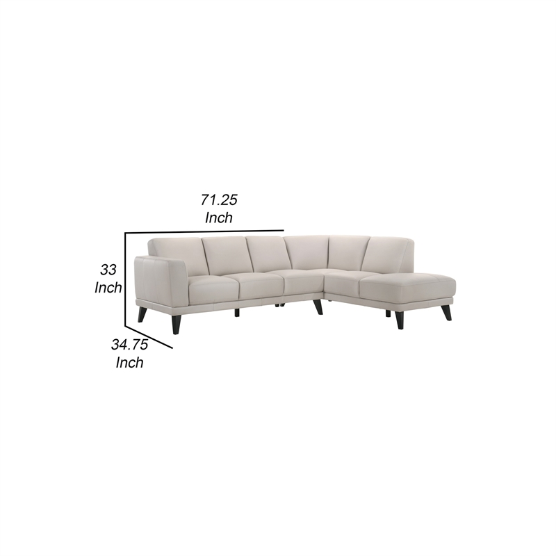 Fin 71 Inch Left Arm Facing Sofa- Mist Gray Finish- Genuine Italian Leather