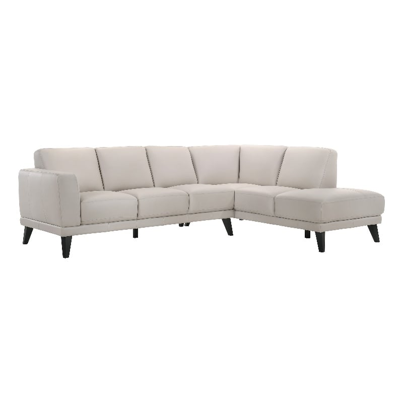 Fin 71 Inch Left Arm Facing Sofa- Mist Gray Finish- Genuine Italian Leather