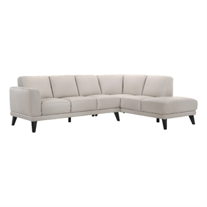 Fin 71 Inch Left Arm Facing Sofa- Mist Gray Finish- Genuine Italian Leather
