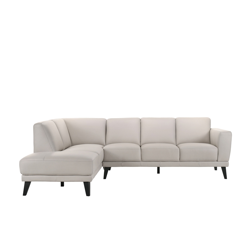 Fin 71 Inch Right Arm Facing Sofa- Mist Gray- Genuine Italian Leather