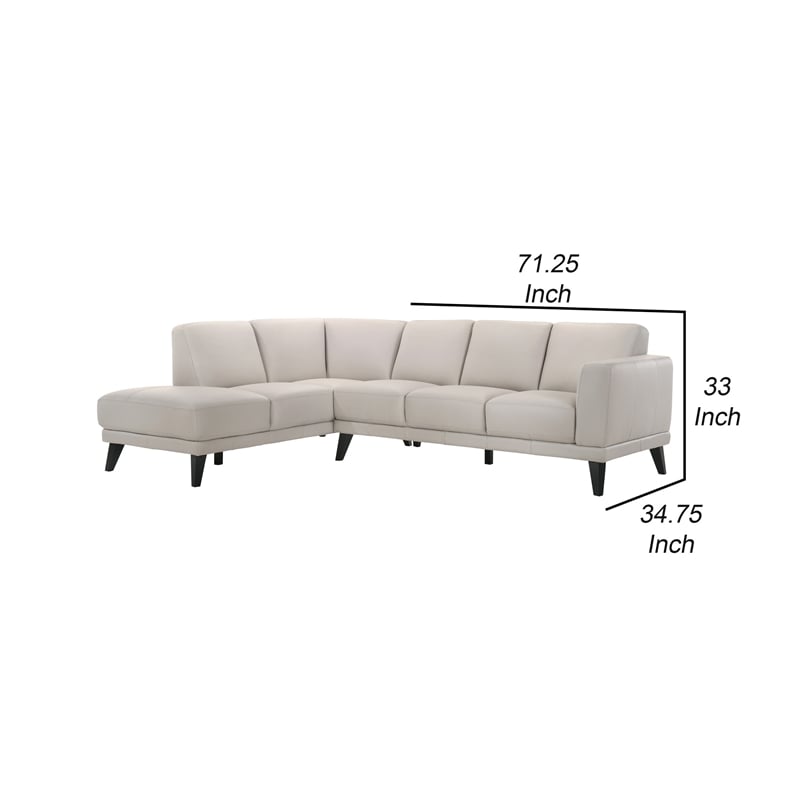Fin 71 Inch Right Arm Facing Sofa- Mist Gray- Genuine Italian Leather