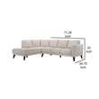 Fin 71 Inch Right Arm Facing Sofa- Mist Gray- Genuine Italian Leather