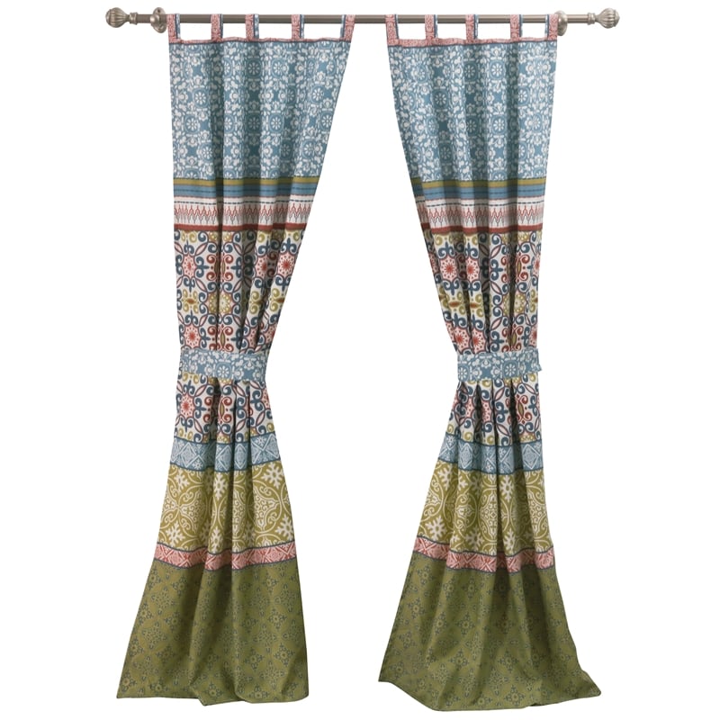 Kaw Set of 2 Panel Curtains- Multicolor Geometric Patterns- Polyester
