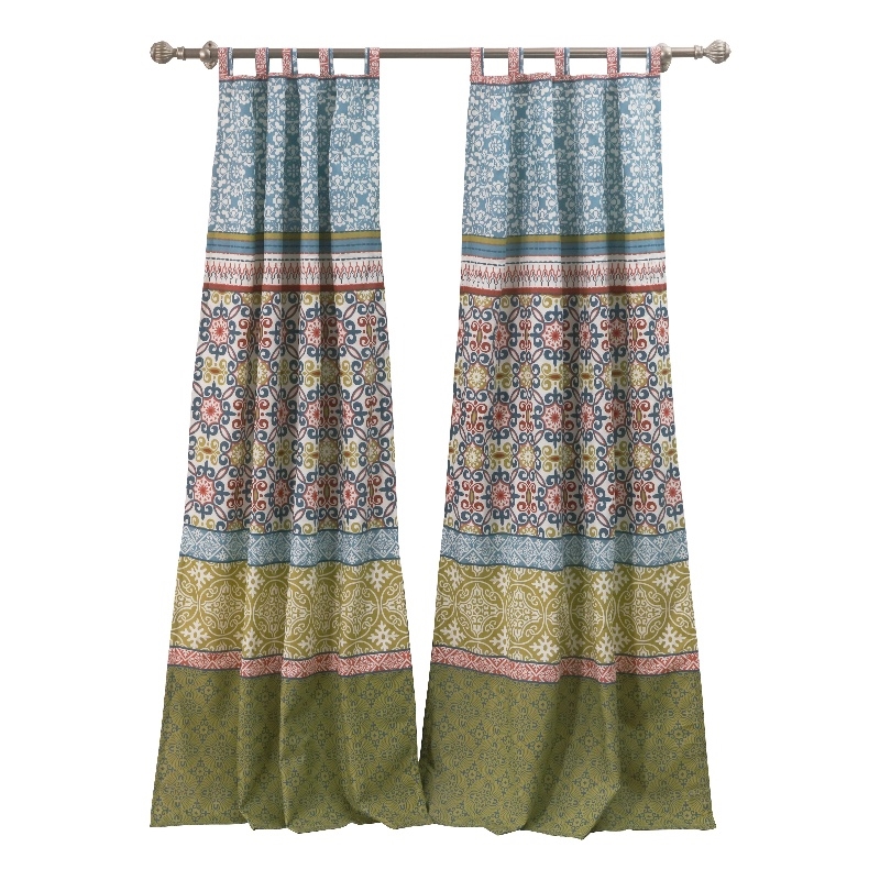 Kaw Set of 2 Panel Curtains- Multicolor Geometric Patterns- Polyester