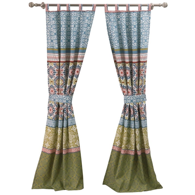Kaw Set of 2 Panel Curtains- Multicolor Geometric Patterns- Polyester