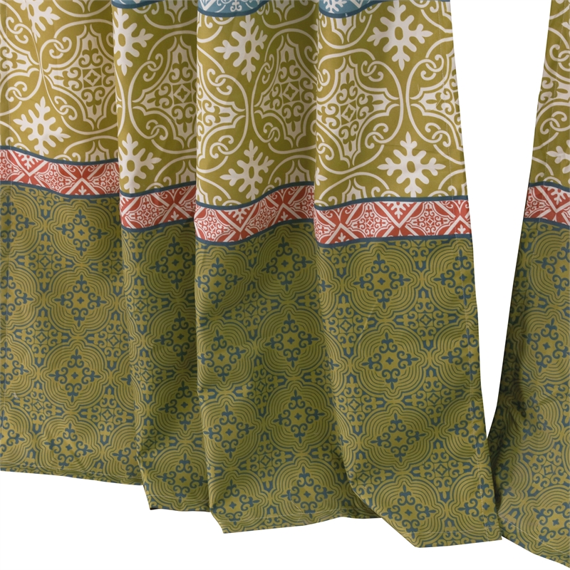 Kaw Set of 2 Panel Curtains- Multicolor Geometric Patterns- Polyester