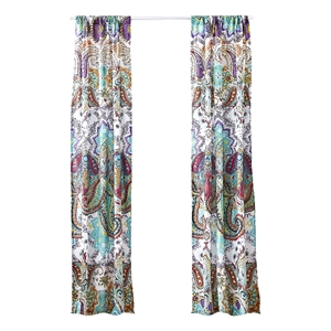 Vana 84 Inch Window Curtains- Decorative Paisley Print Design- Rod Pockets