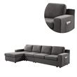 Cas 119 Inch 4 Seater L Shape Sectional Sofa with Left Arm Chaise- Gray