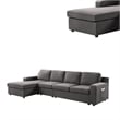 Cas 119 Inch 4 Seater L Shape Sectional Sofa with Left Arm Chaise- Gray