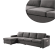 Cas 119 Inch 4 Seater L Shape Sectional Sofa with Left Arm Chaise- Gray
