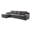 Cas 119 Inch 4 Seater L Shape Sectional Sofa with Left Arm Chaise- Gray