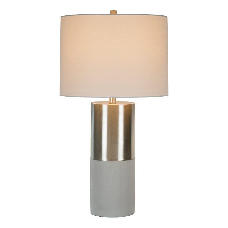29 Inch Table Lamp- Set of 2- Metal- Concrete- Gray and Chrome Finish